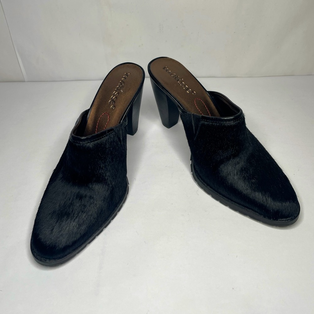 Matisse Black Calf Hair Almond Cammy Slip On Western Mules - Picture 12 of 13